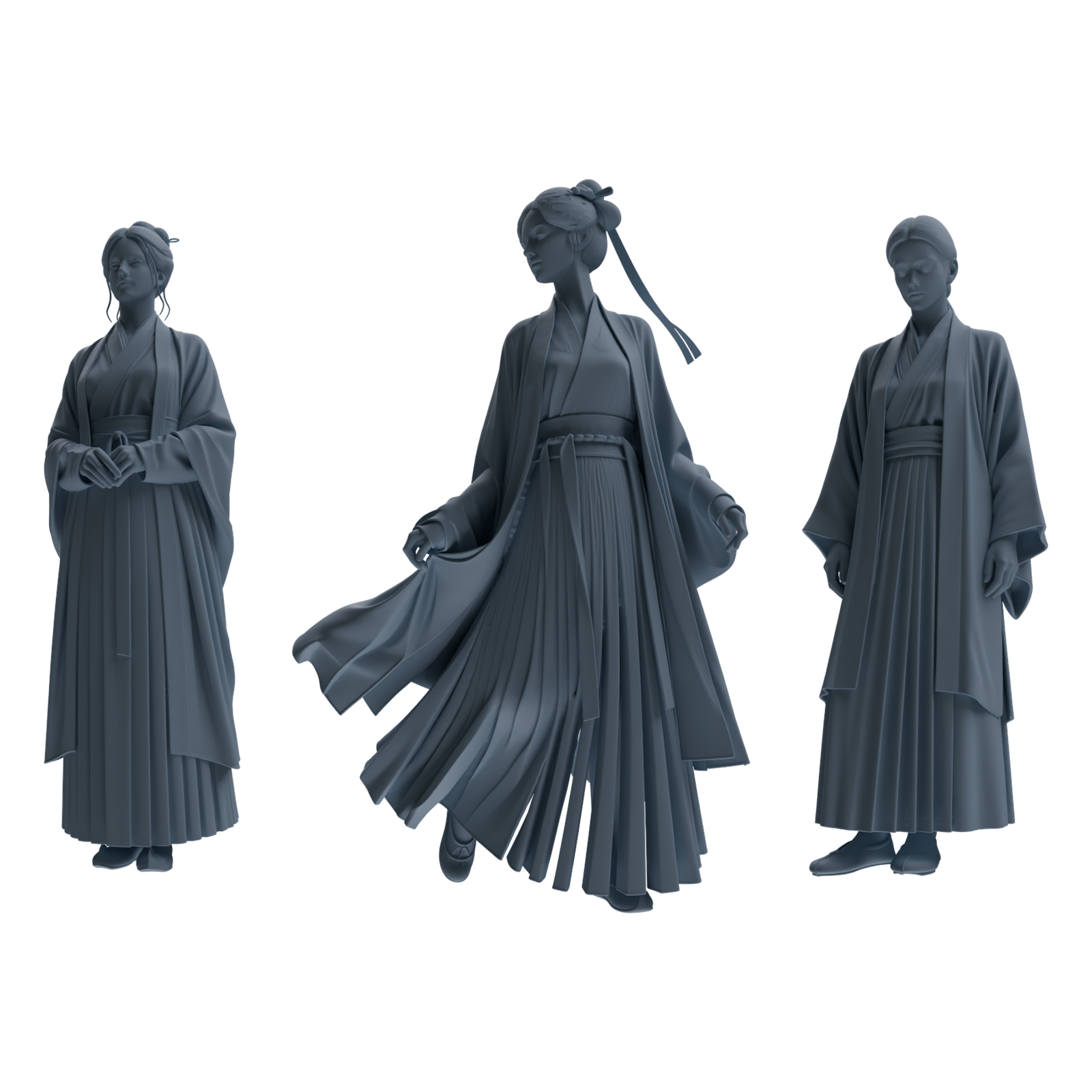 MRY-SFW LYTR890 Ancient Hanfu Woman Figure Modern Model 3 pcs 3D Printed Resin Model Kit by SSMODEL