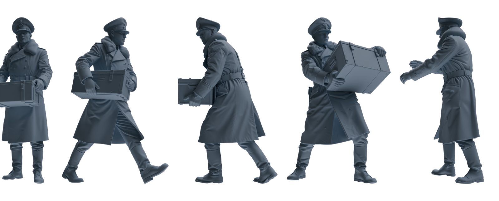 MRY-SFW LYGR712 WWII German Army Officer War Scene Six-Person Carrying Group 3D Printed Resin Model Kit by SSMODEL