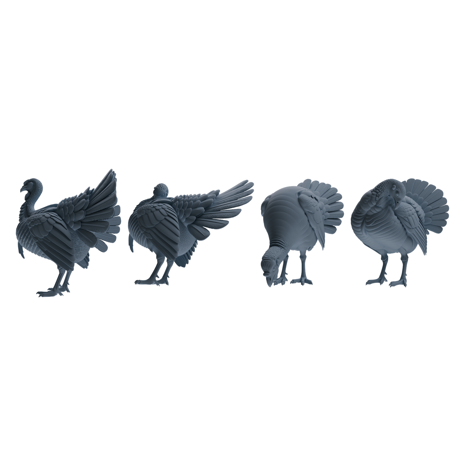 MRY-SFW LYTR840 Turkey Pose Model 4 pcs Miniature Car Diorama Figures Scene Props Accessories Resin 3D Printed Resin Model Kit by SSMODEL