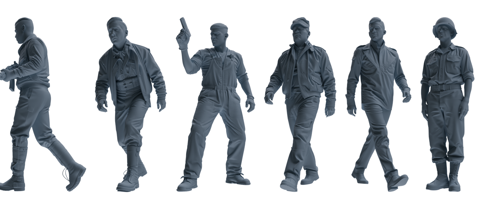 MRY-SFW SSTR049 Miniatures Soldier Model Kit Fury Sherman Tank WWII Tank Crew Patrolling Six-Person Group
