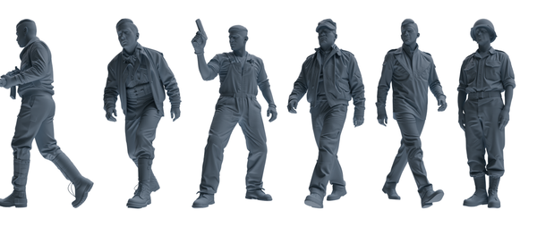 MRY-SFW SSTR049 Miniatures Soldier Model Kit Fury Sherman Tank WWII Tank Crew Patrolling Six-Person Group