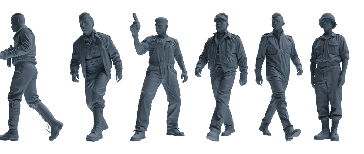 MRY-SFW SSTR049 Miniatures Soldier Model Kit Fury Sherman Tank WWII Tank Crew Patrolling Six-Person Group