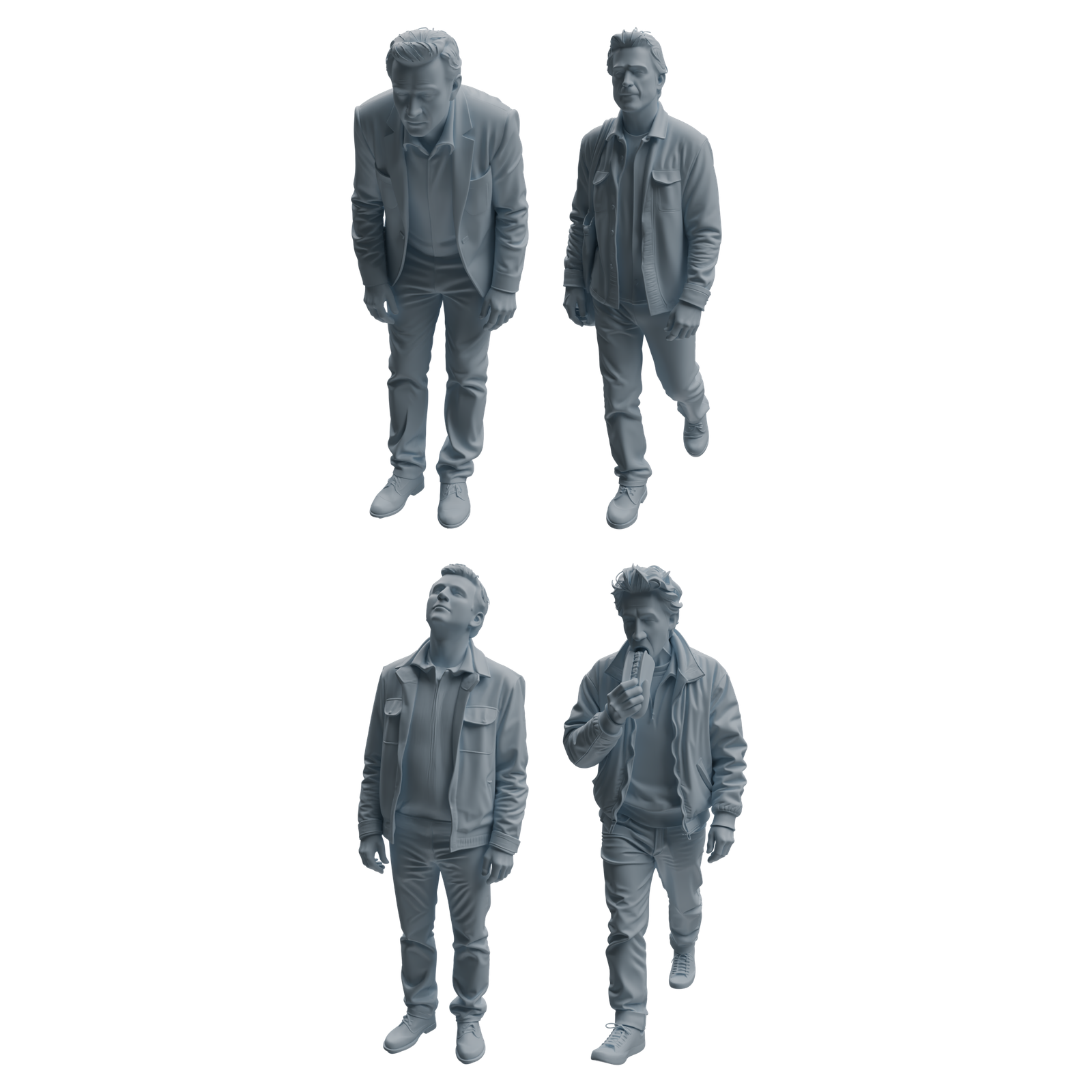 MRY-SFW LYTR988 Modern Casual Male Character Modern Model 4 pcs 3D Printed Resin Model Kit by SSMODEL