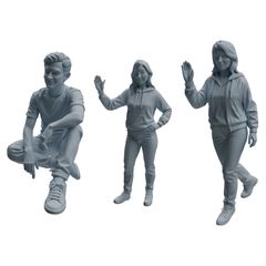 MRY-SFW LYTR1060 Casual Sitting & Waving Character Modern Model 3 pcs 3D Printed Resin Model Kit by SSMODEL