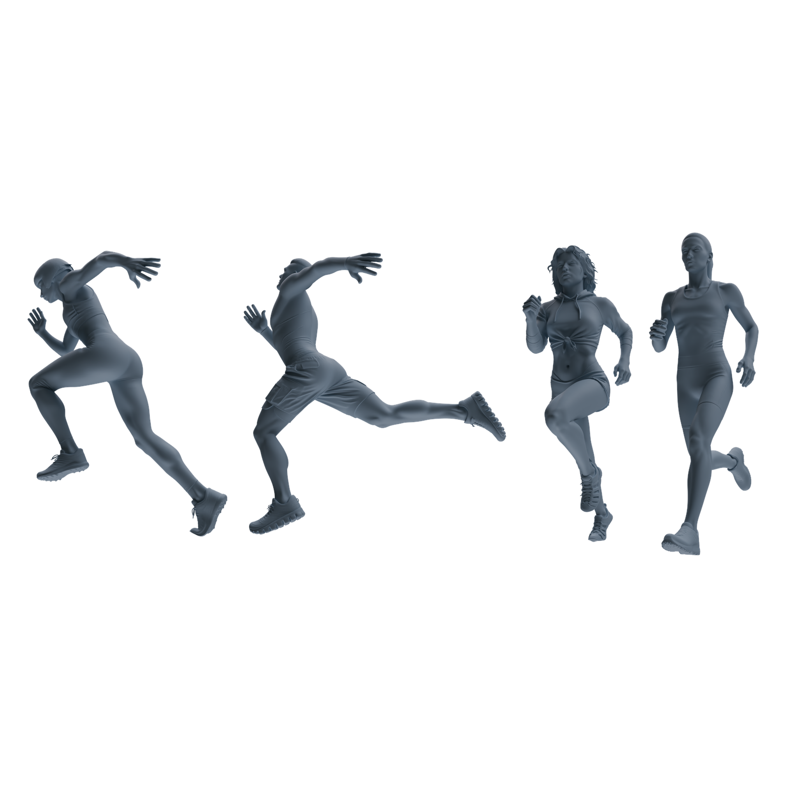 MRY-SFW LYTR818 Running Athlete Figure Modern Model 4 pcs Miniature Car Diorama Figures Scene Props Accessories Resin 3D Printed Resin Model Kit by SSMODEL