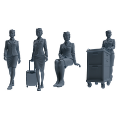 MRY-SFW LYTR862 Flight Attendant Service Pose Woman Figure Modern Model 4 pcs Miniature Car Diorama Figures Scene Props Accessories Resin 3D Printed Resin Model Kit by SSMODEL