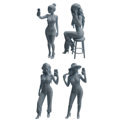 MRY-SFW LYTR942 Selfie Woman Character Modern Model 4 pcs 3D Printed Resin Model Kit by SSMODEL
