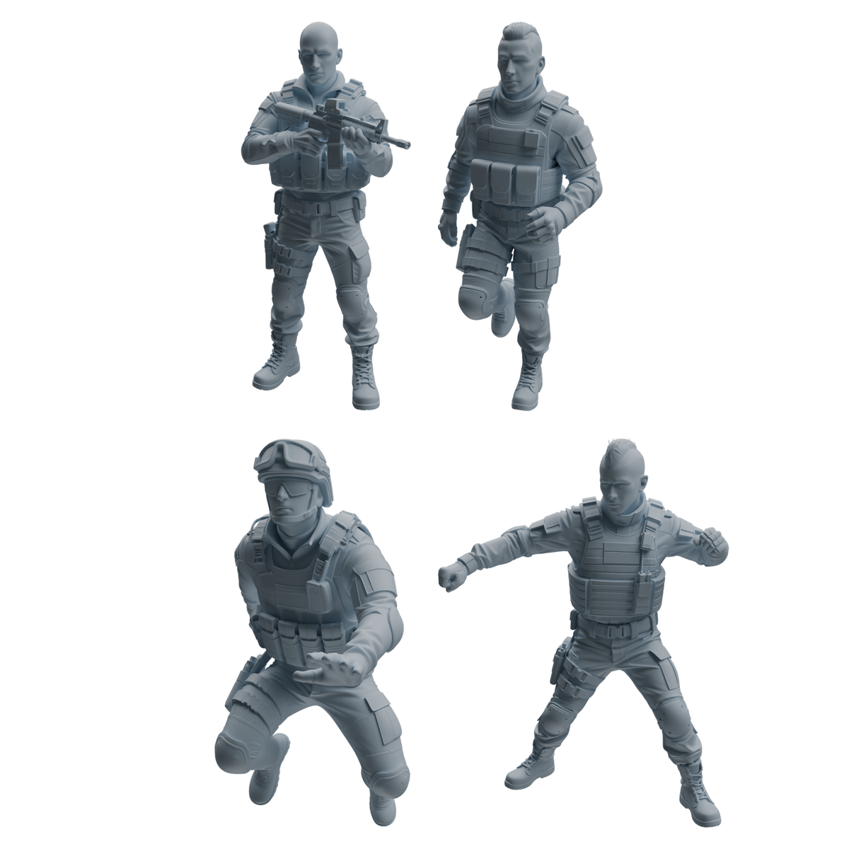 MRY-SFW LYTR953 Combat Stance SWAT Officer Character Modern Model 4 pcs 3D Printed Resin Model Kit by SSMODEL