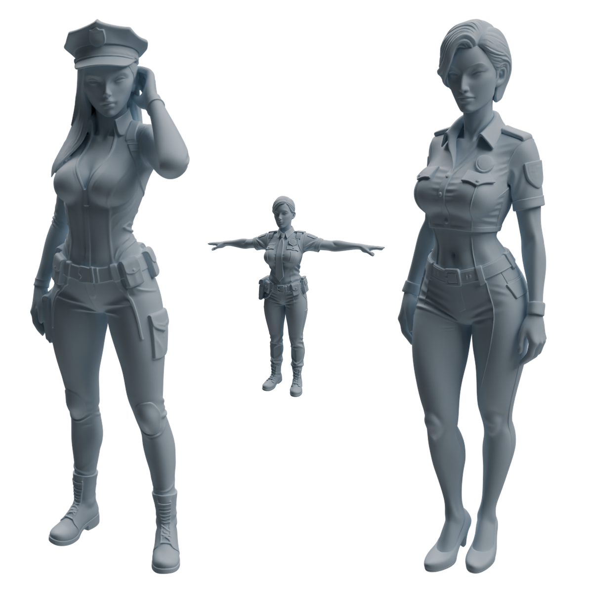 MRY-SFW LYTR957 Multi-Style Female Police Officer Character Modern Model 3 pcs 3D Printed Resin Model Kit by SSMODEL