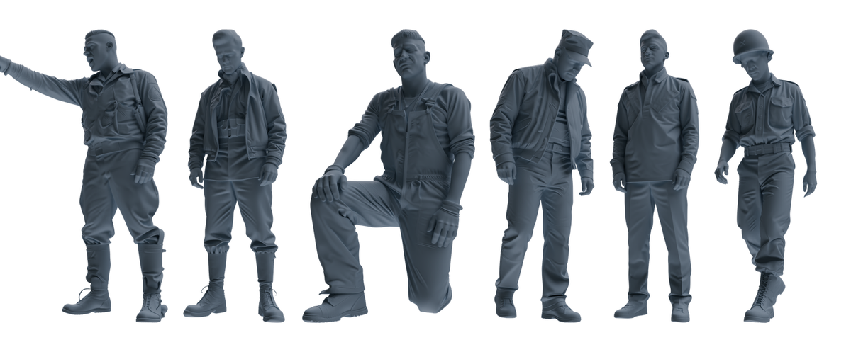 MRY-SFW SSTR050 Miniatures Soldier Model Kit Fury Sherman Tank WWII Tank Crew Reprimand Six-Person Group