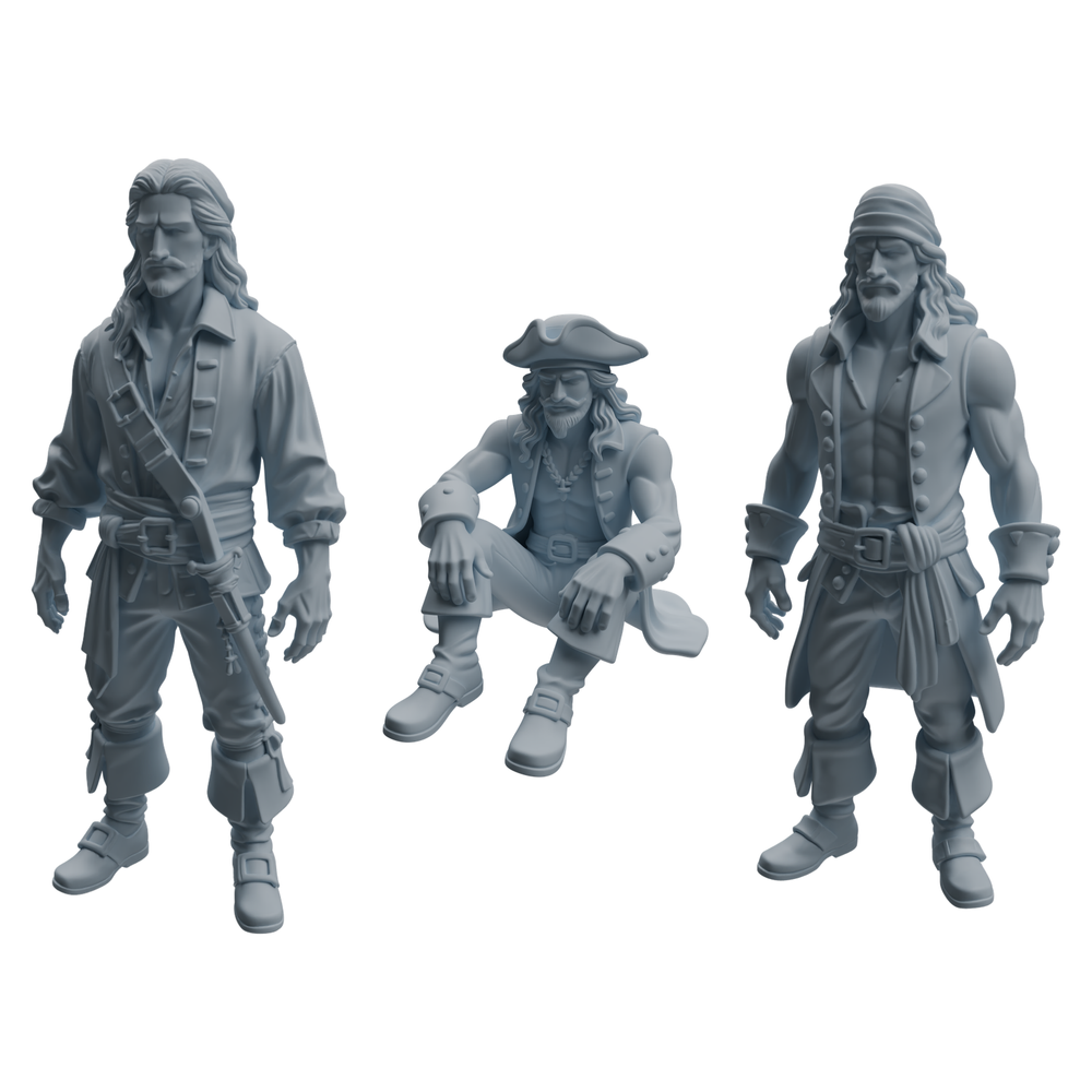 MRY-SFW LYTR1092 Realistic Pirate Character Modern Model 3 pcs 3D Printed Resin Model Kit by SSMODEL