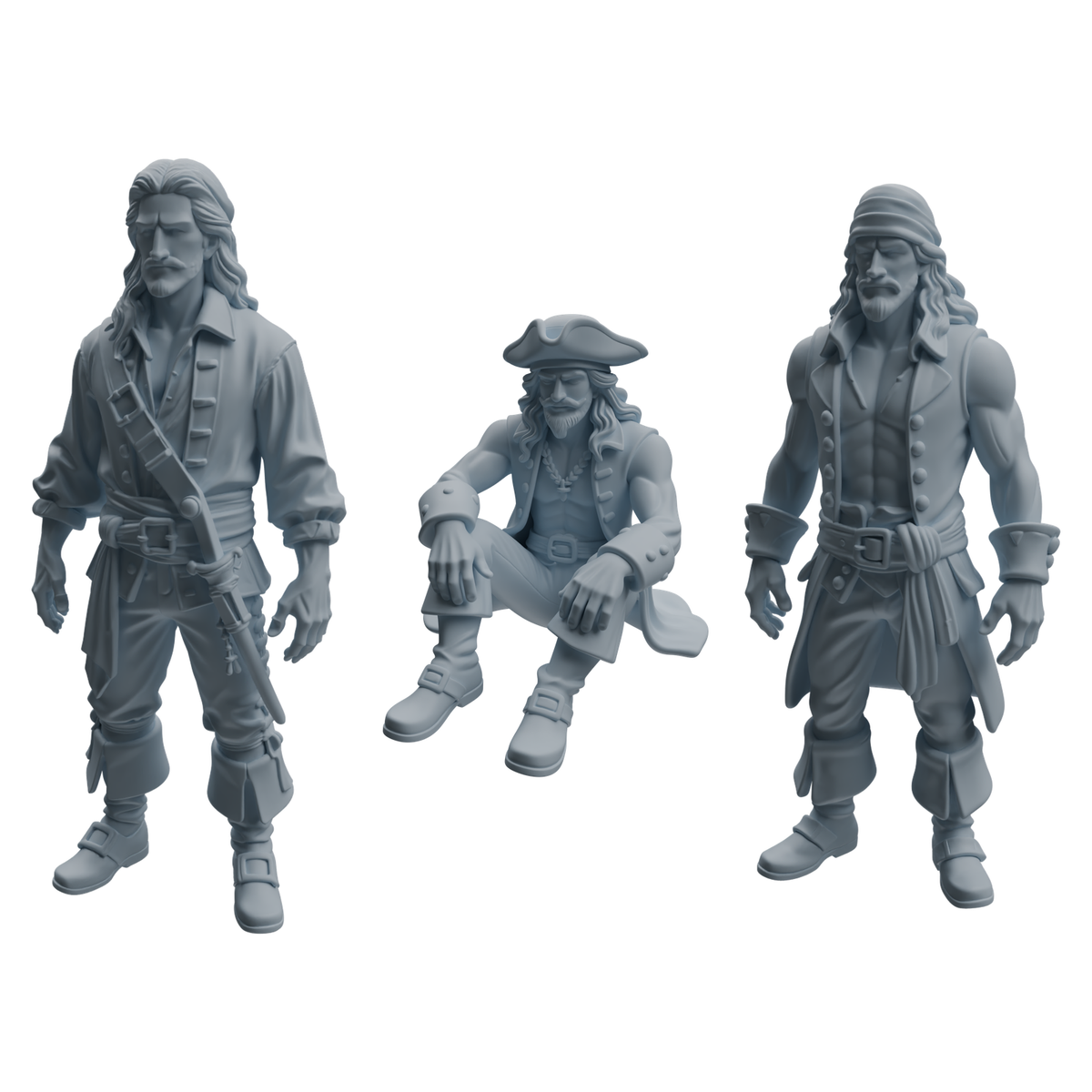 MRY-SFW LYTR1092 Realistic Pirate Character Modern Model 3 pcs 3D Printed Resin Model Kit by SSMODEL