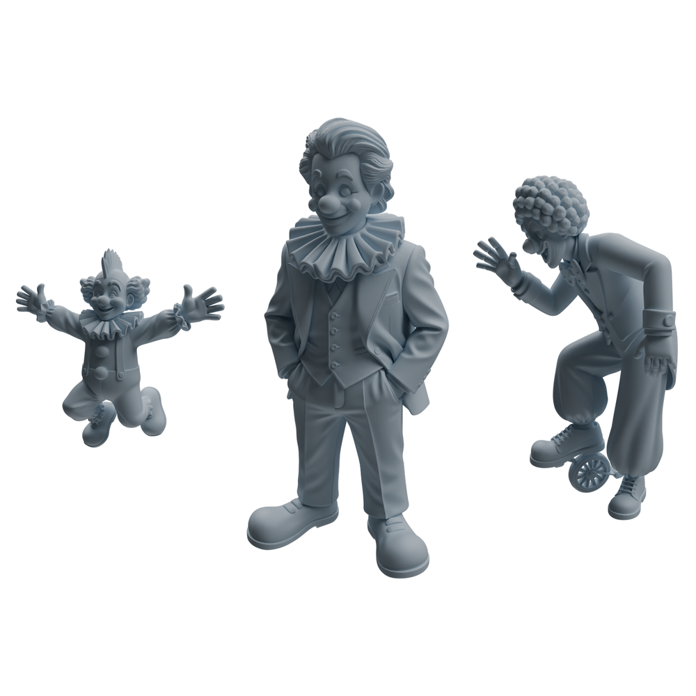 MRY-SFW LYTR1056 Circus Clown Performance Pose Character Modern Model 3 pcs 3D Printed Resin Model Kit by SSMODEL
