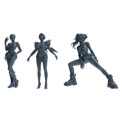 MRY-SFW LYTR855 Cyberpunk Girl Figure Modern Model 3 pcs Miniature Car Diorama Figures Scene Props Accessories Resin 3D Printed Resin Model Kit by SSMODEL