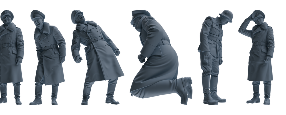 MRY-SFW LYGR702 WWII German Army Story Scene Six-Person Vehicle Rollover Accident Group 3D Printed Resin Model Kit by SSMODEL
