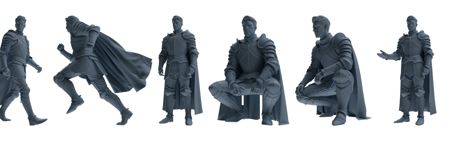MRY-SFW SSTR079 Miniatures Soldier Model Kit Medieval Knight Without Helmet Six-Person Daily Routine 2