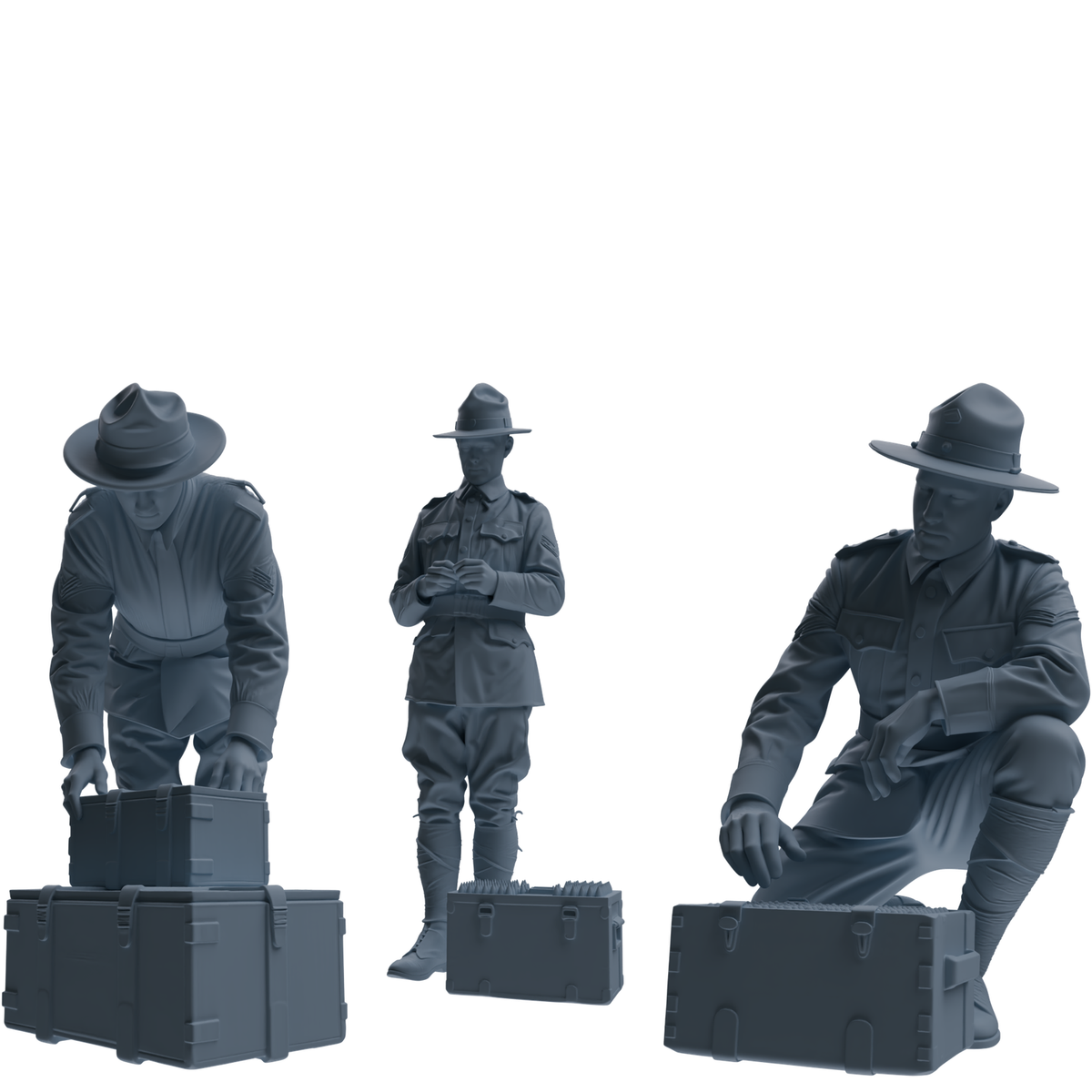 MRY-SFW SSTR267 WWI U.S. Army Logistics Soldier Combat Readiness Three-Person Group