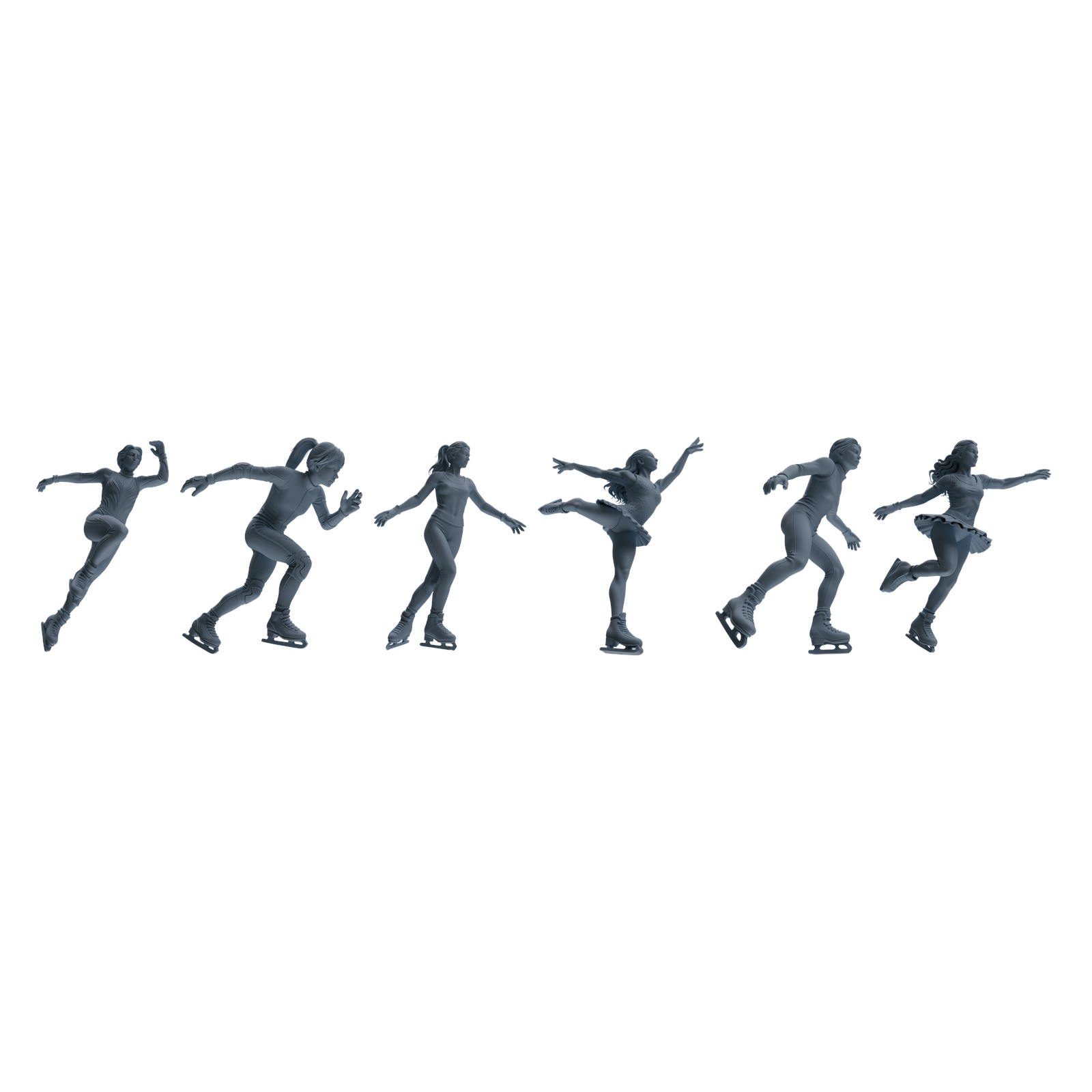 MRY-SFW LYTR801 Figure Skating Figure Modern Model 6 pcs Miniature Car Diorama Figures Scene Props Accessories Resin 3D Printed Resin Model Kit by SSMODEL