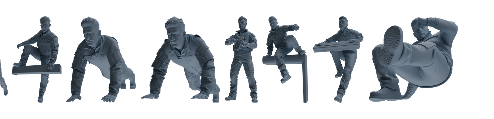 MRY-SFW LYGR696 Modern U.S. Military Eight-Person Training Group 3D Printed Resin Model Kit by SSMODEL