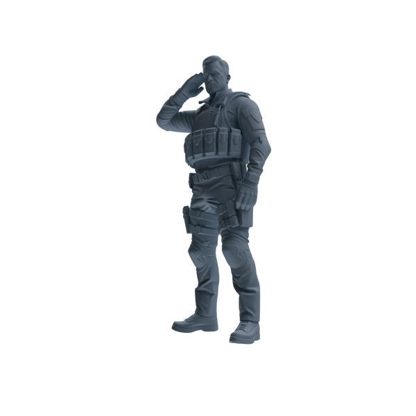 MRY-SFW SSTR118 Miniatures Soldier Model Kit Boston Attack Modern Boston Police Four-Person Saluting Group 2