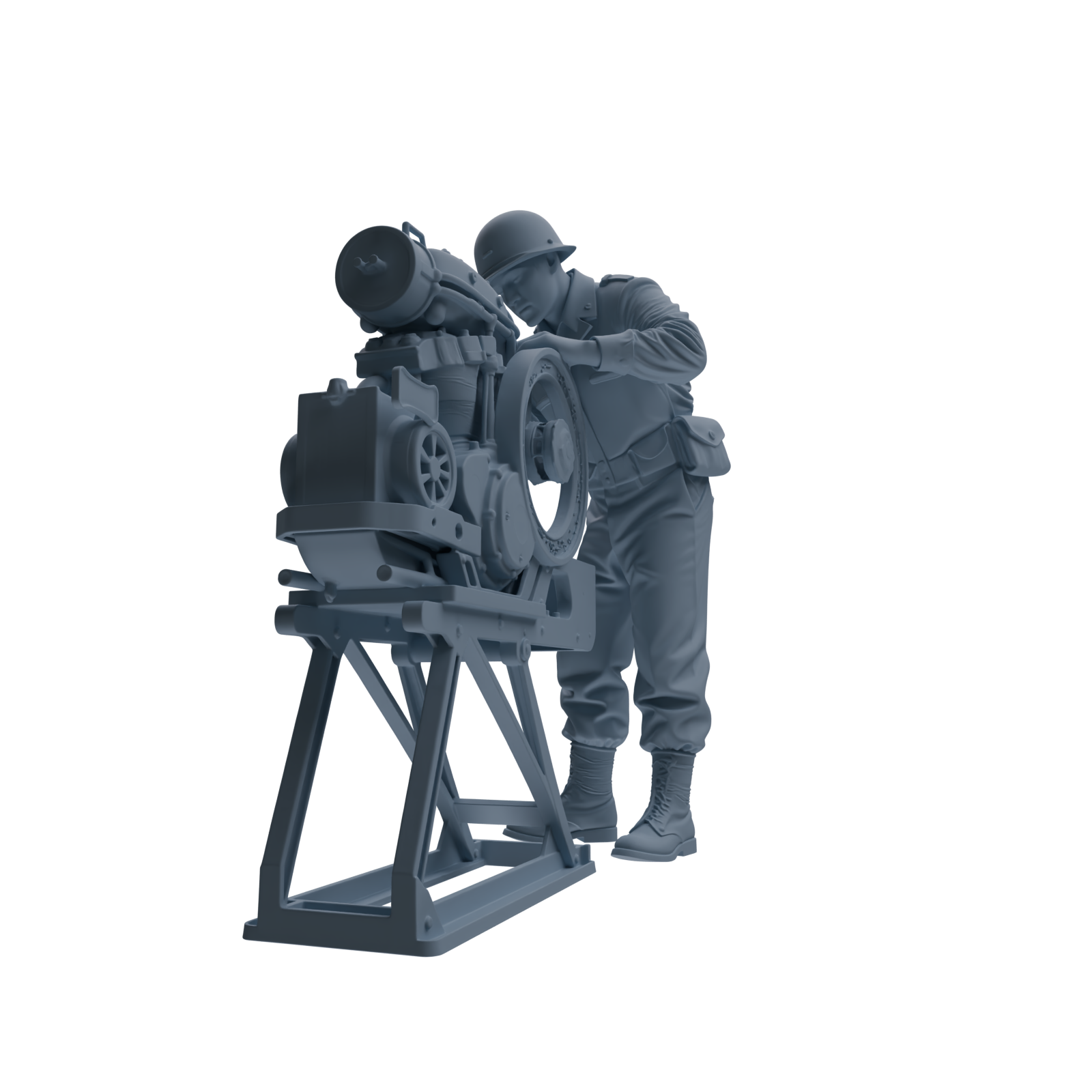 MRY-SFW SSTR226 WWII U.S. Army Logistics Soldier Maintenance Three-Person Group