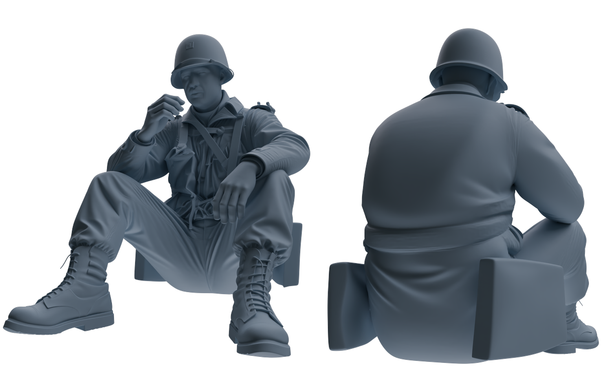 MRY-SFW SSTR068 Miniatures Soldier Model Kit Saving Ryan in Normandy WWII U.S. Army Six-Person Eating Group