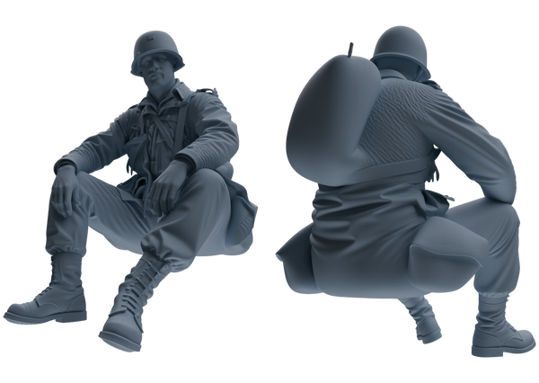 MRY-SFW SSTR075 Miniatures Soldier Model Kit Saving Ryan in Normandy WWII U.S. Army Six-Person Resting Group