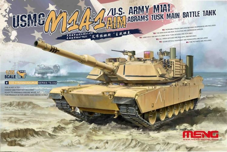 Meng Model 1/35 TS-032 AIM/U.S.Army M1A1 Abrams TUSK Main Battle Tank model kit — scale model kit