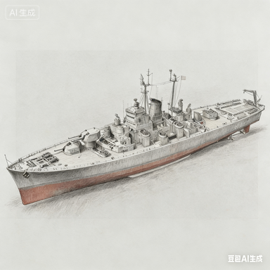 SSC130 Military Model USN Oregon City Class Cruiser? CA-122 1946 Water Line