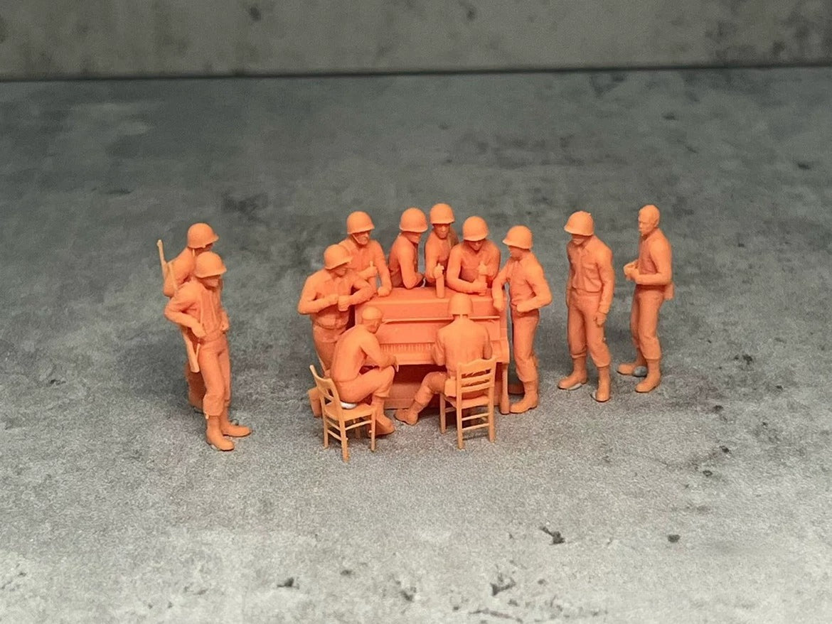 WWII US Army Piano Soldier Figures: 12-person group plus piano and stool LSSNo24 1/35/48/64/72/87/100/144
