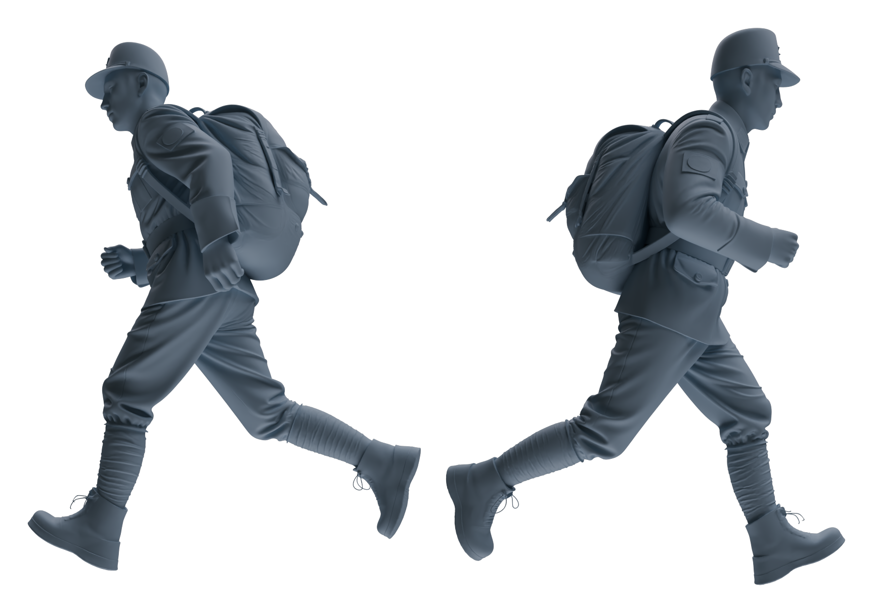 Detail view of MRY-SFW LYGR639 WWII Japanese Army Five-Person Carrying Group Model