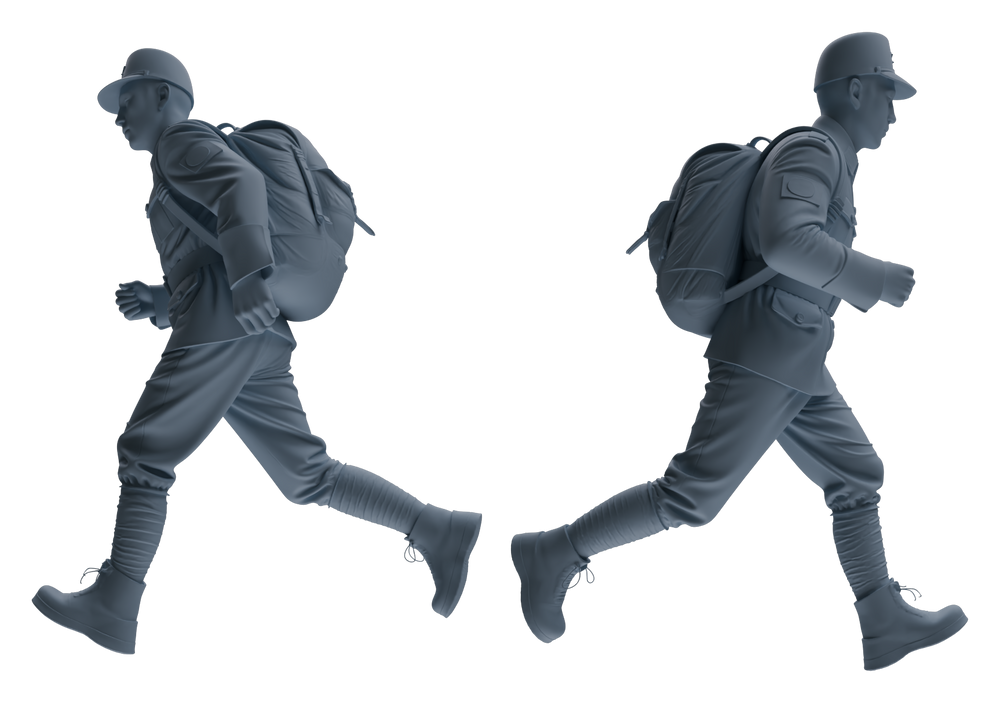 Detail view of MRY-SFW LYGR639 WWII Japanese Army Five-Person Carrying Group Model
