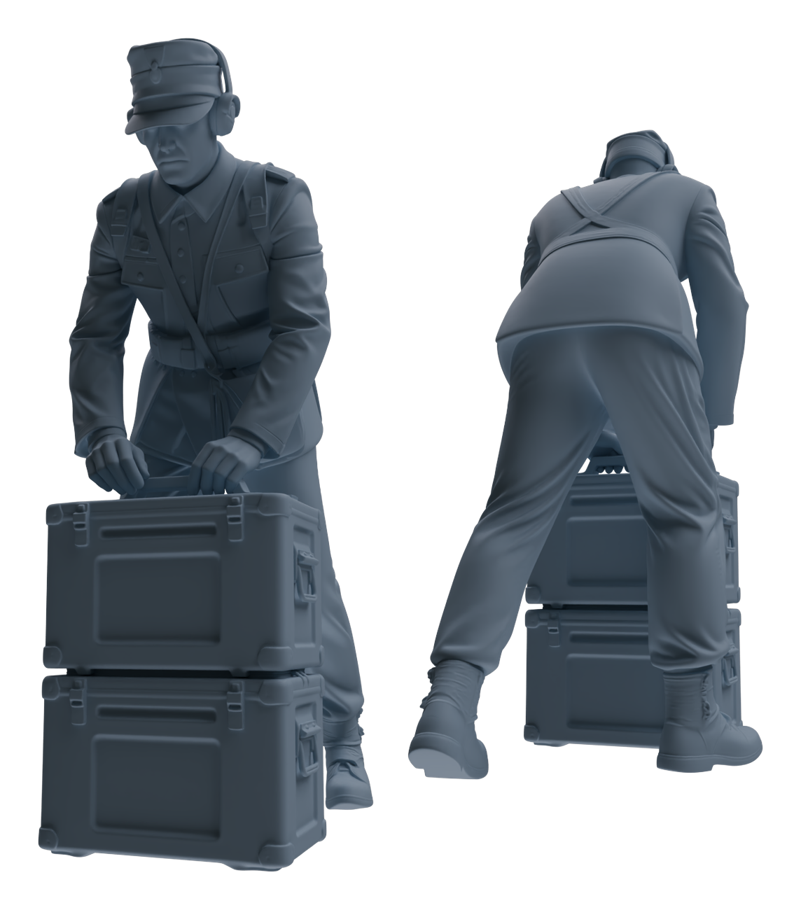 Detail view of MRY-SFW LYGR647 WWII Mine Soldier Five-Person Organizing Group Model