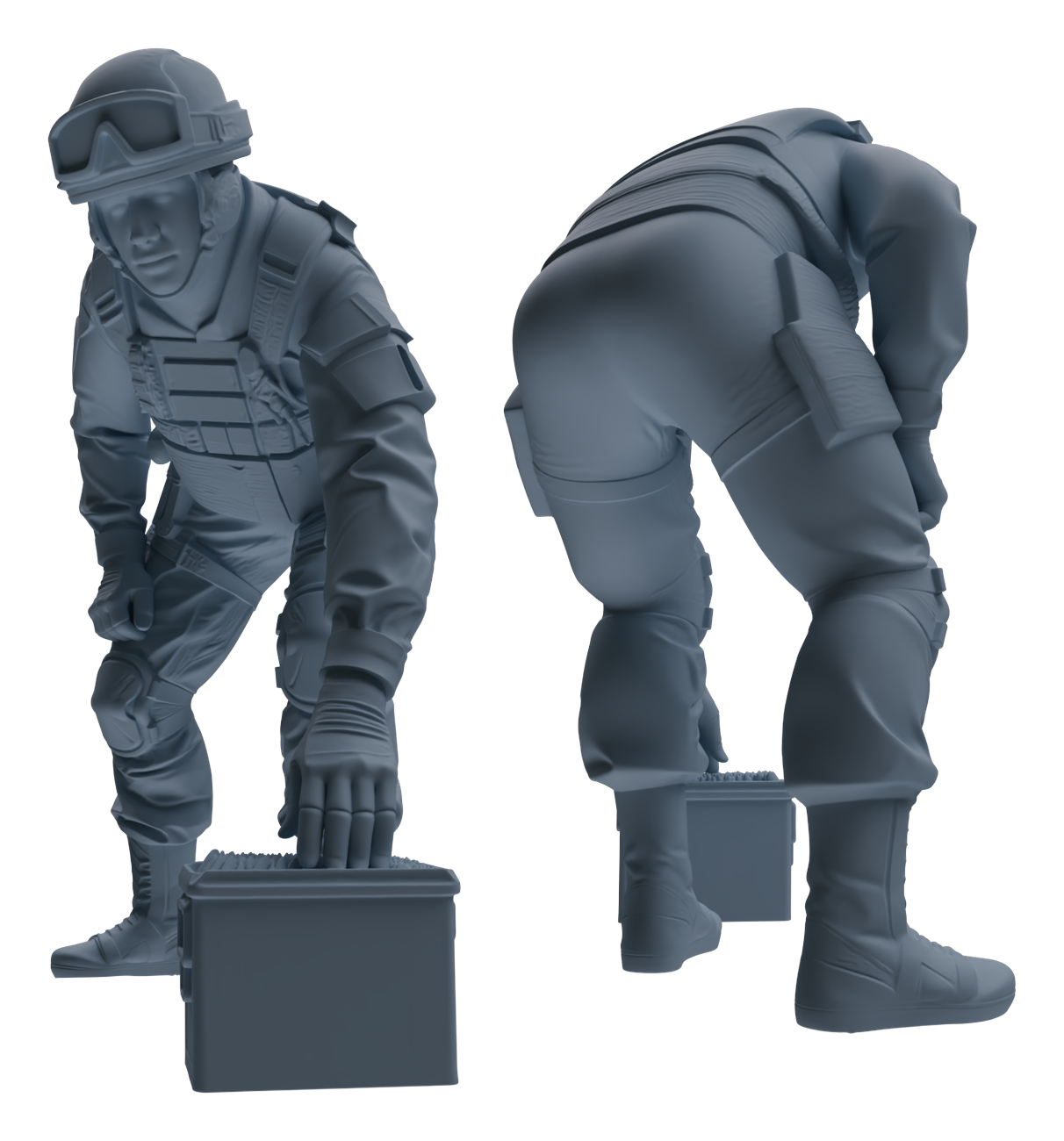 Detail view of MRY-SFW LYGR626 Modern Airborne Division Six-Person Combat Readiness Model