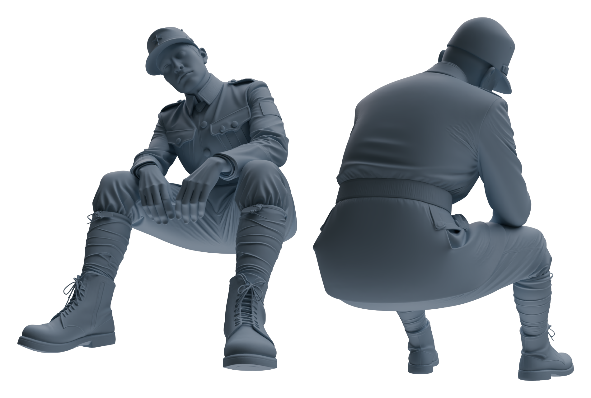 Detail view of MRY-SFW LYGR634 WWII Japanese Army Seven-Person Rest Model