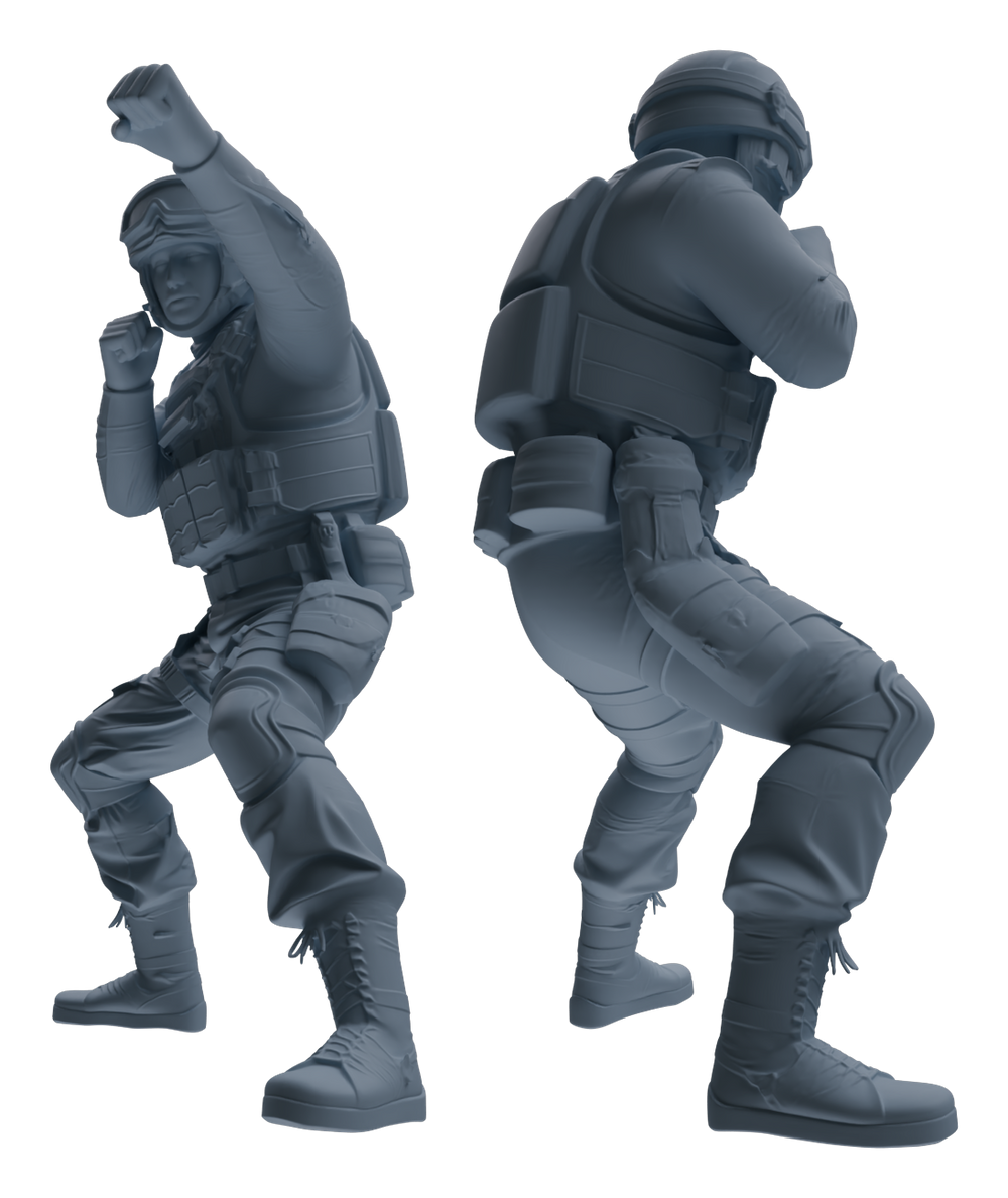 Detail view of MRY-SFW LYGR632 Modern Airborne Division Six-Person Combat Model