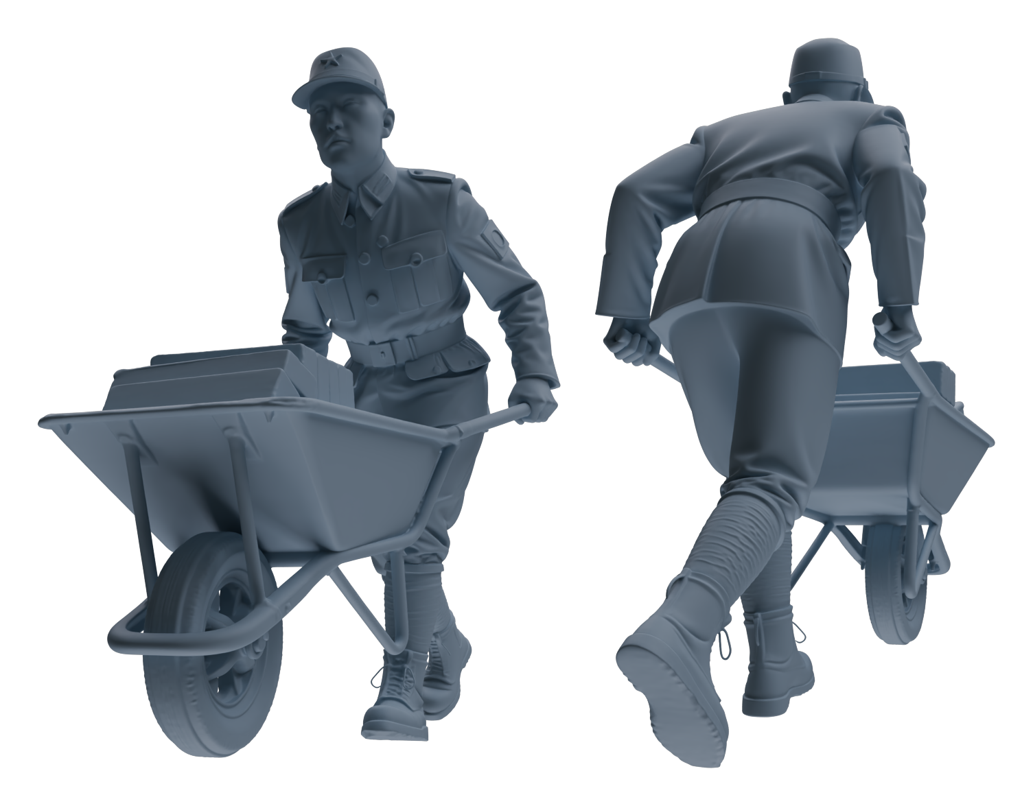 Detail view of MRY-SFW LYGR611 Historical WWII Japanese Army Six-Person Construction Site Work Group Model