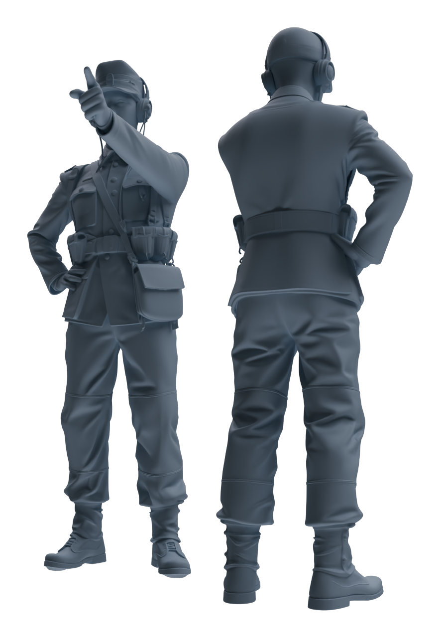 Detail view of MRY-SFW LYGR652 WWII Mine Soldier Six-Person Cursing Group Model