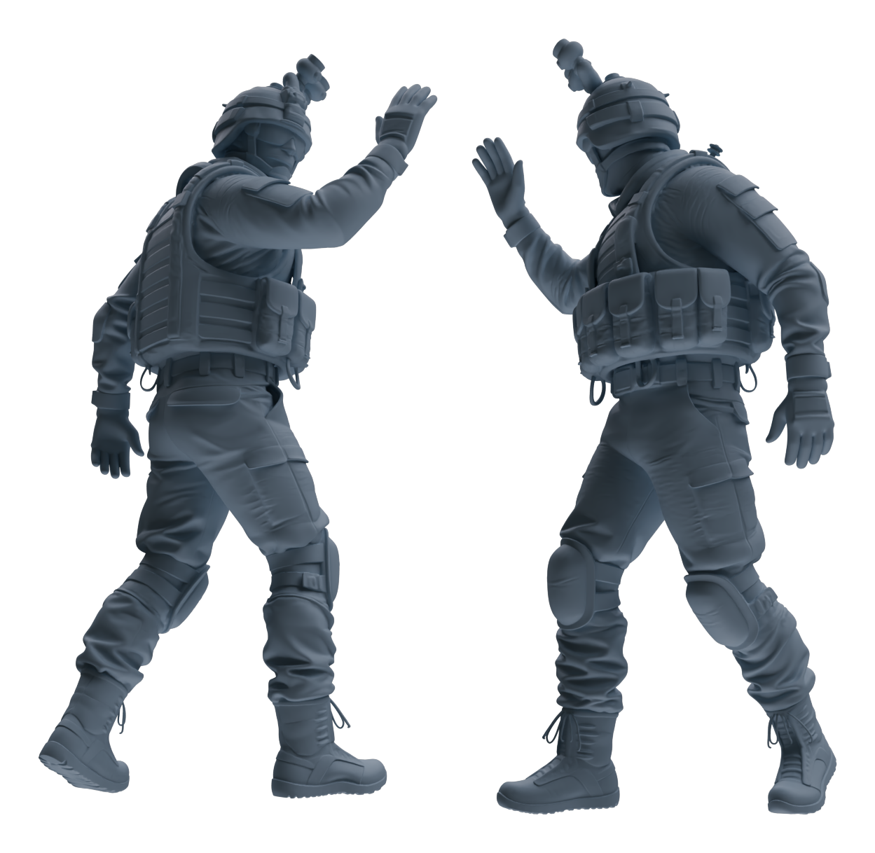 Detail view of MRY-SFW LYGR617 Modern U.S. Cement Army Seven-Person Combat Readiness Model