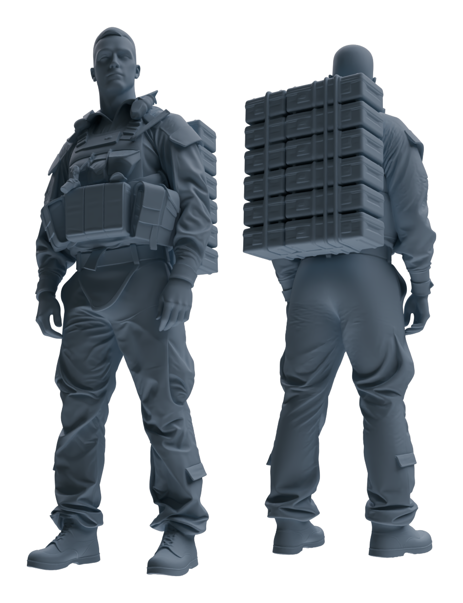 Detail view of MRY-SFW LYGR625 Modern U.S. Army Seven-Person Carrying Model