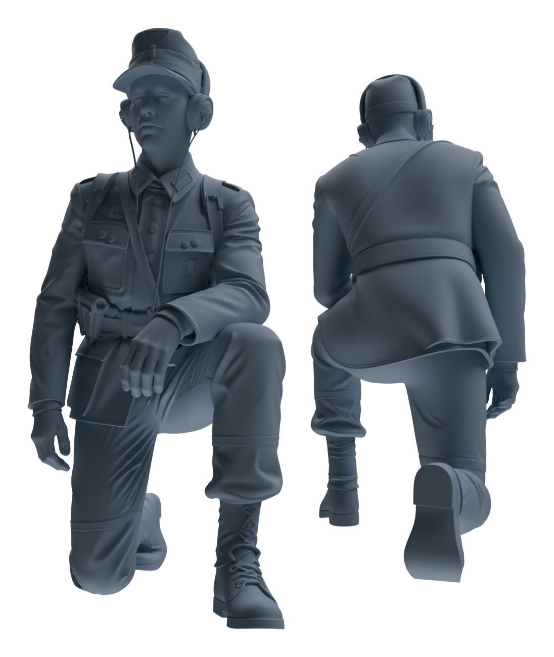 Detail view of MRY-SFW LYGR649 WWII Mine Soldier Six-Person Rest Group Model