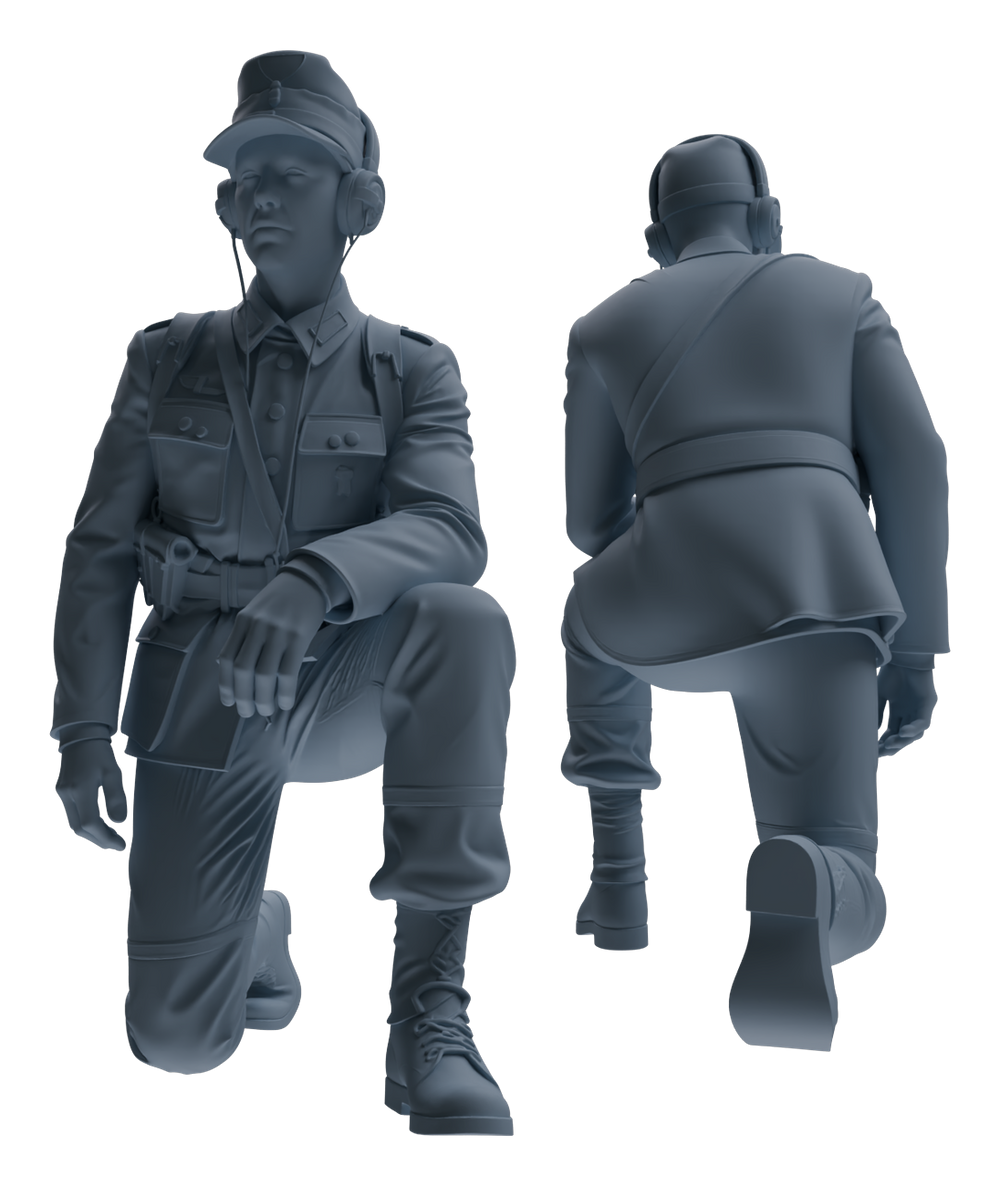 Detail view of MRY-SFW LYGR649 WWII Mine Soldier Six-Person Rest Group Model