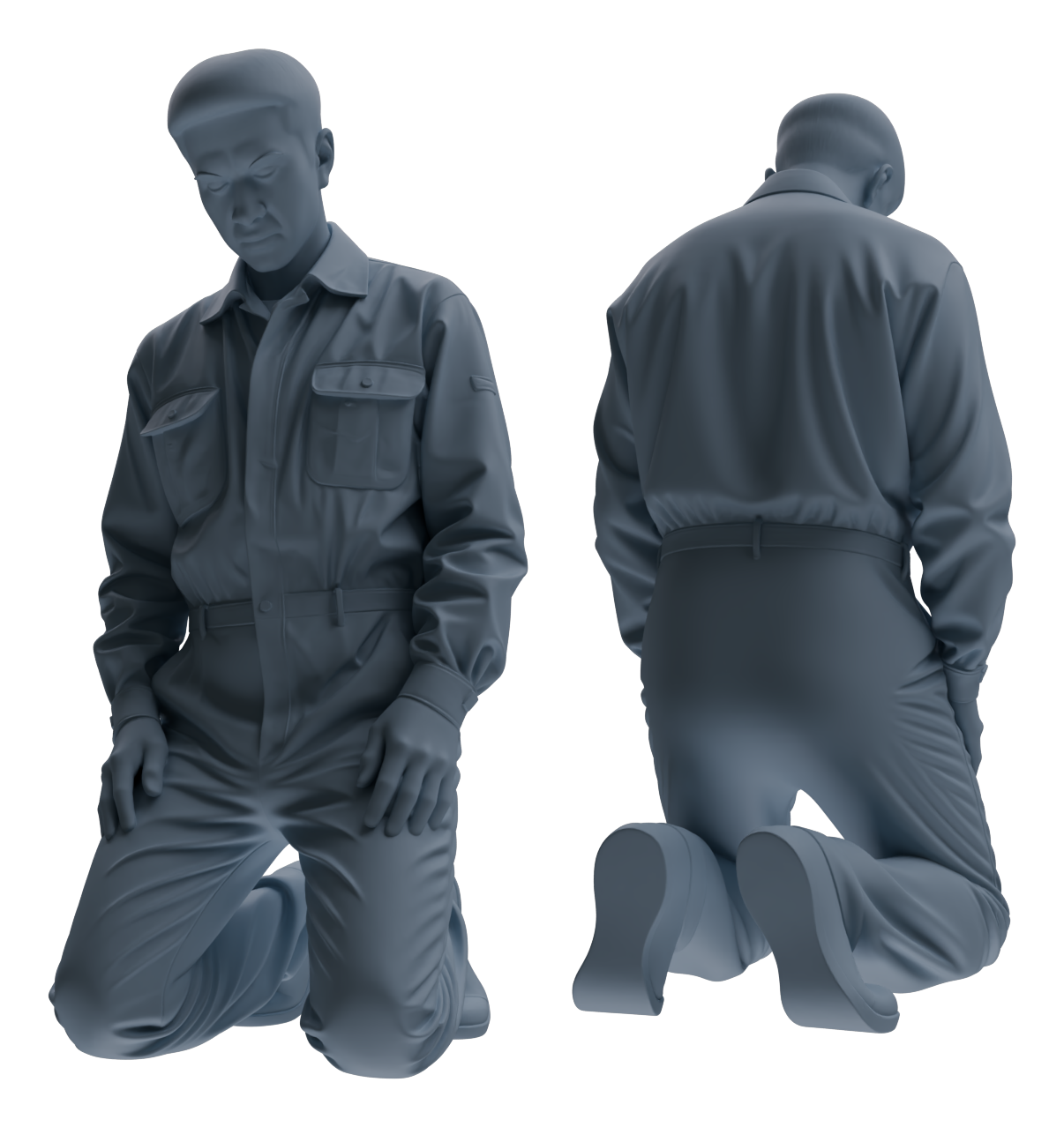 Detail view of MRY-SFW LYGR655 China 1983 Strike Hard Campaign Seven-Person Punishment Group Model