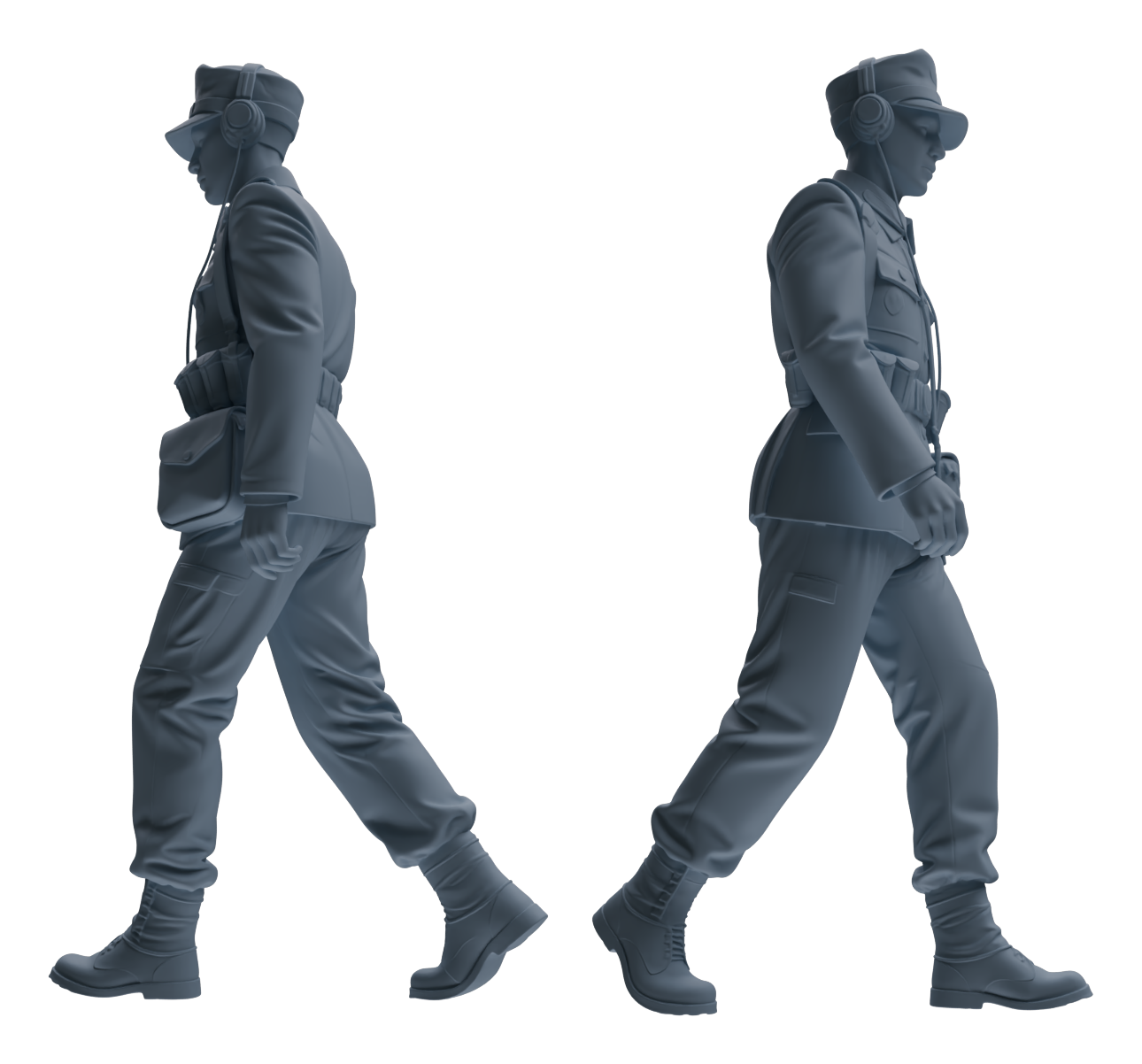 Detail view of MRY-SFW LYGR651 WWII Mine Soldier Six-Person Daily Routine Model