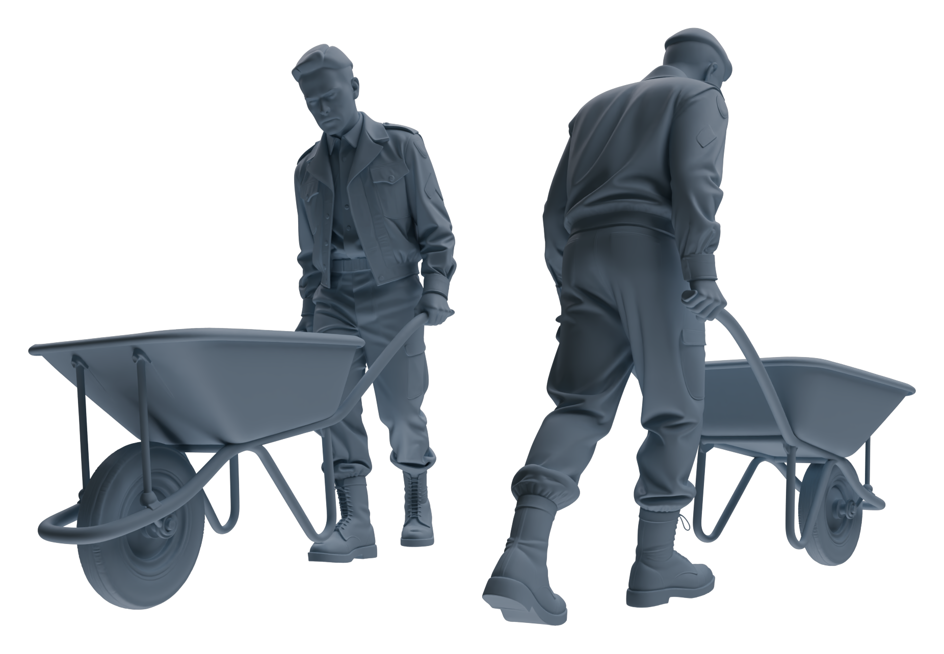 Detail view of MRY-SFW LYGR614 Historical WWII U.S. Army Six-Person Construction Site Carrying Group Model