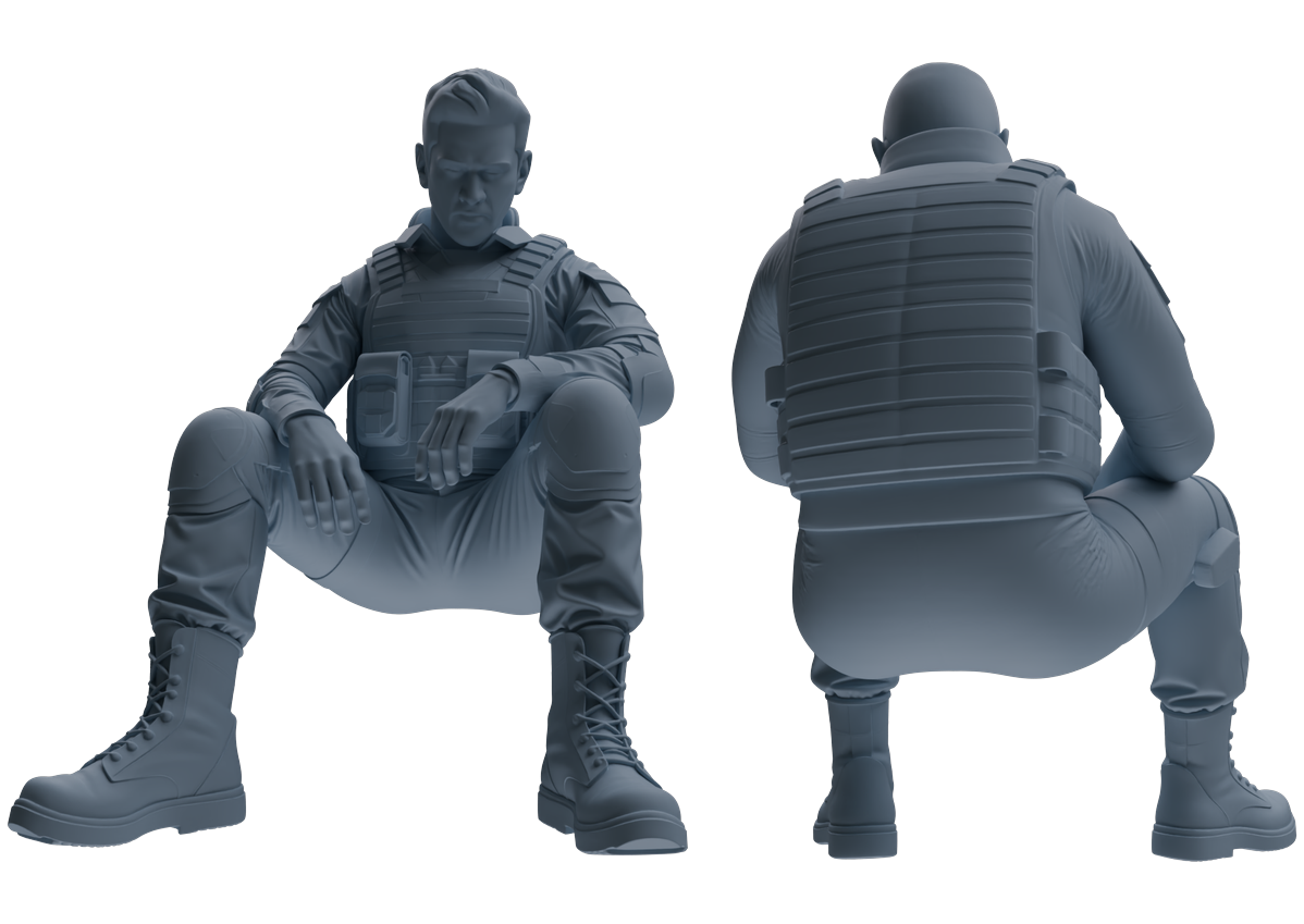MRY-SFW SSTR035 Miniatures Soldier Model Kit 1993 Mogadishu Black Hawk Helicopter Soldier Resting Six-Person Group