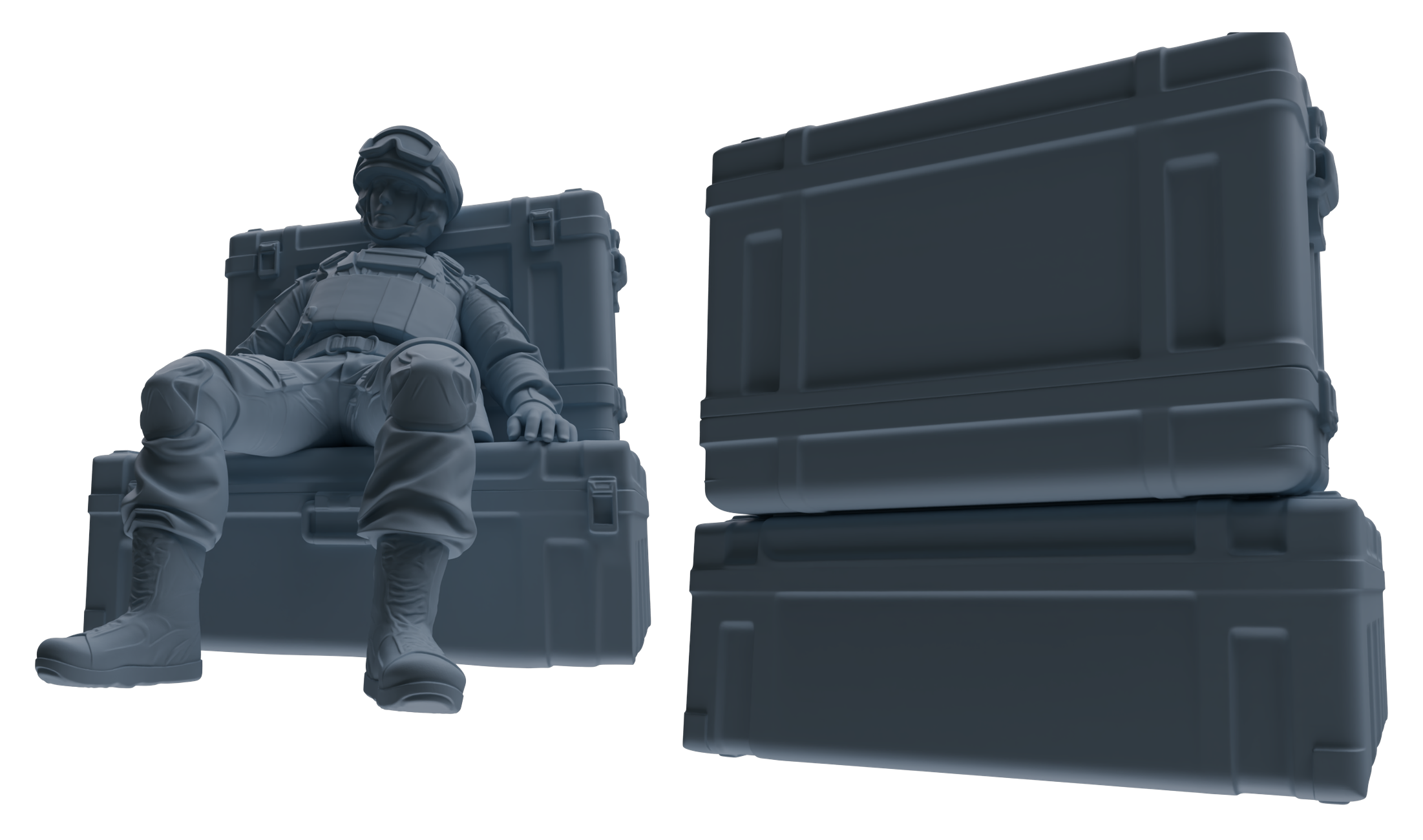 Detail view of MRY-SFW LYGR629 Modern Airborne Division Seven-Person Daily Routine 3 Model