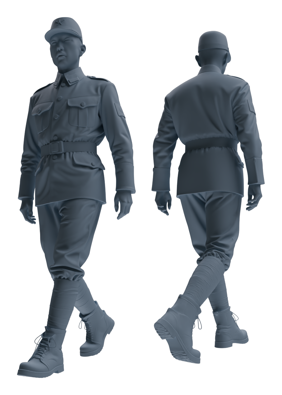 Detail view of MRY-SFW LYGR637 WWII Japanese Army Six-Person Daily Routine Model