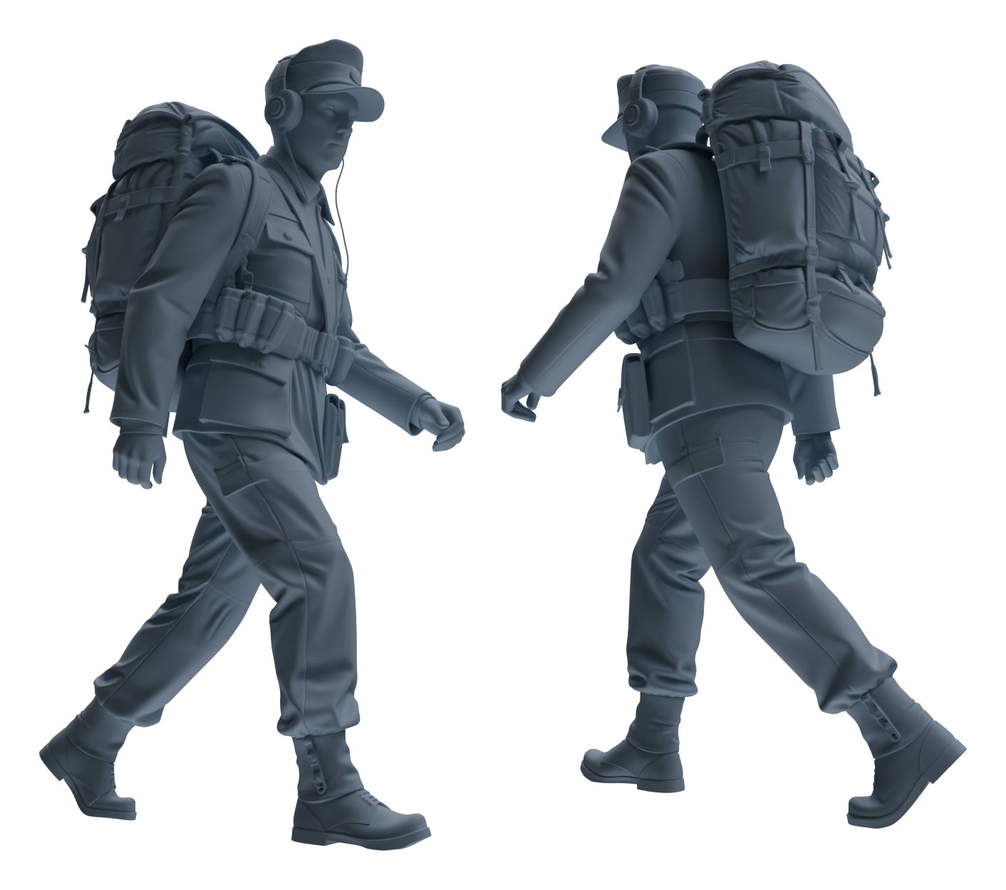Detail view of MRY-SFW LYGR653 WWII Mine Soldier Seven-Person Carrying Group Model