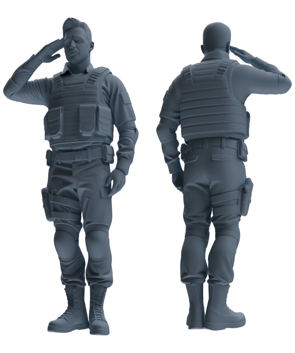 MRY-SFW SSTR029 Miniatures Soldier Model Kit 1993 Mogadishu Black Hawk Helicopter Soldier Saluting Six-Person Group